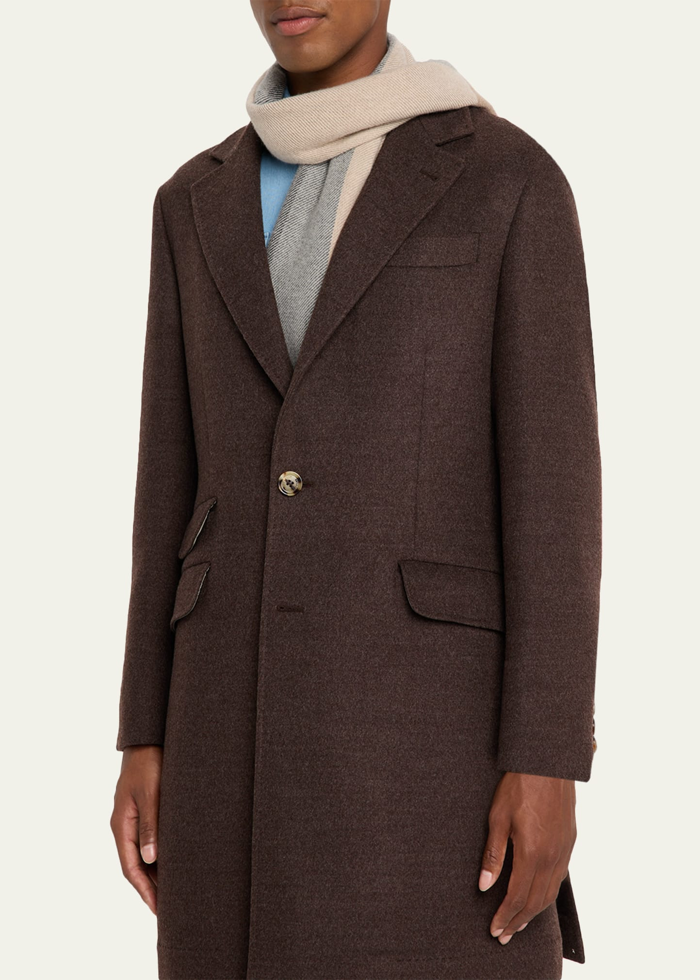 Men's Uneven Plaid Wool-Cashmere Scarf - 3
