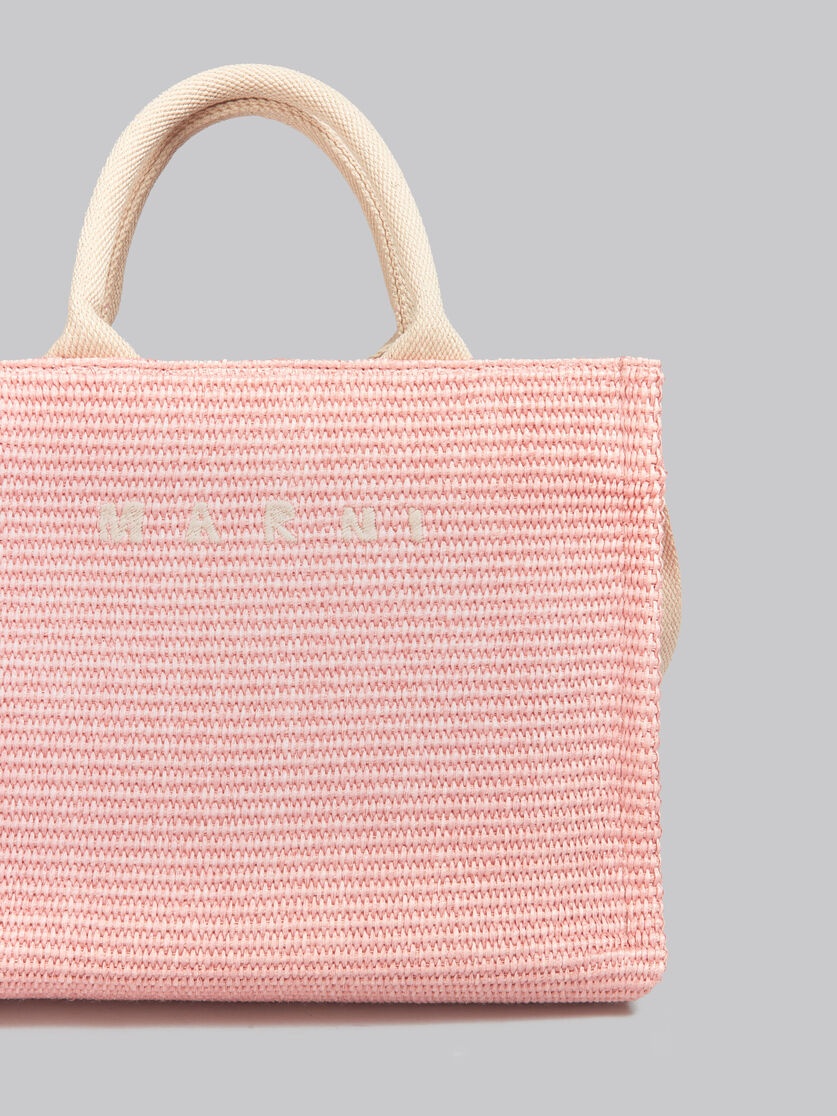PINK RAFFIA-EFFECT SMALL TOTE BAG - 5