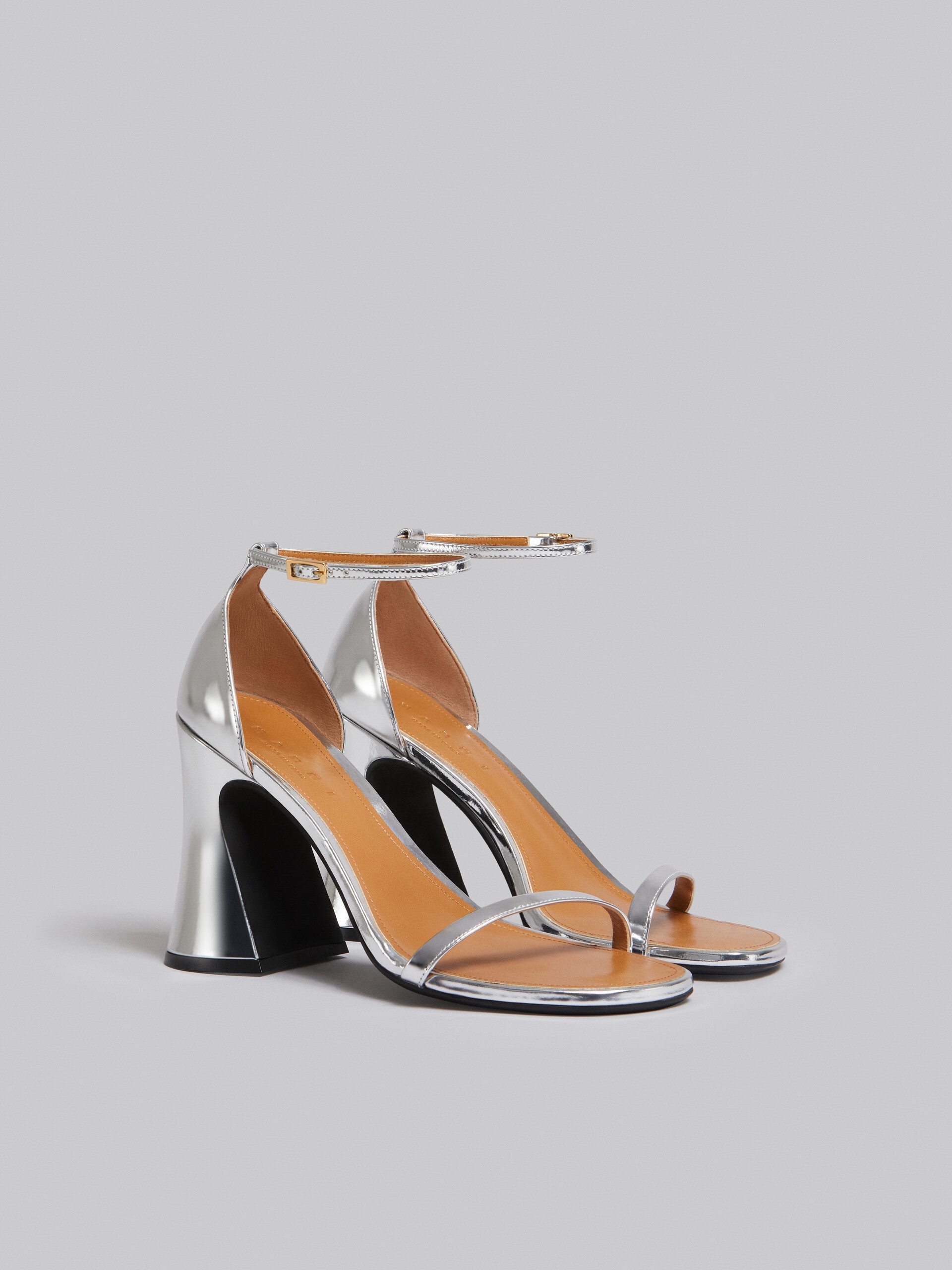 SILVER MIRRORED LEATHER SANDAL - 2