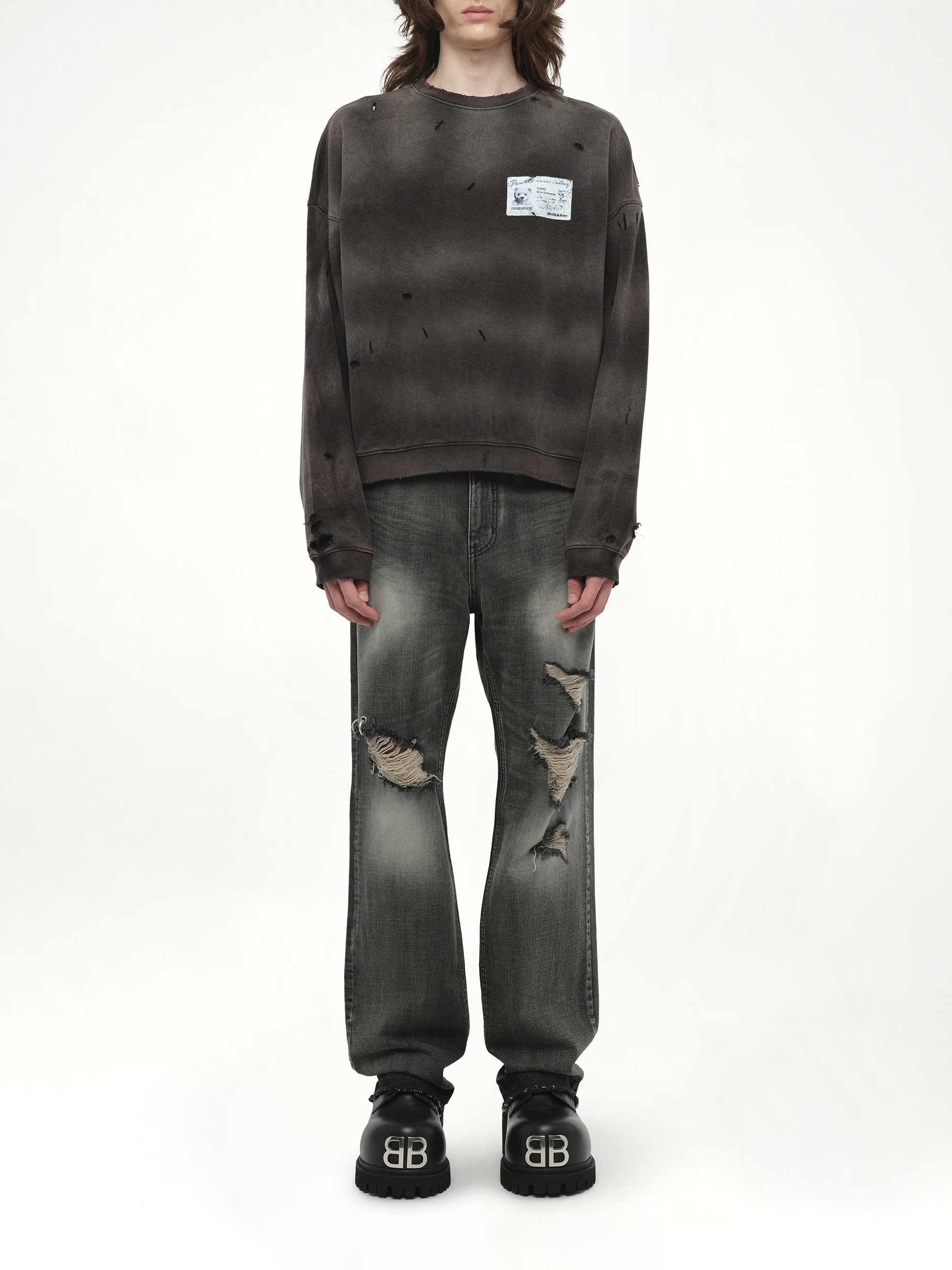 Peaches Print Sweatshirt in Charcoal - 6