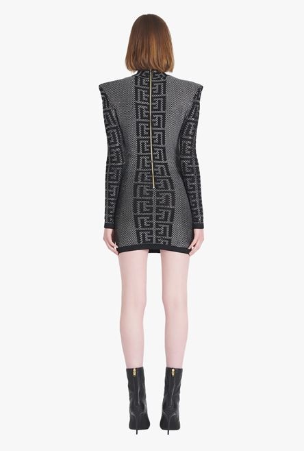 Short dress with black and silver mosaic Balmain monogram - 3