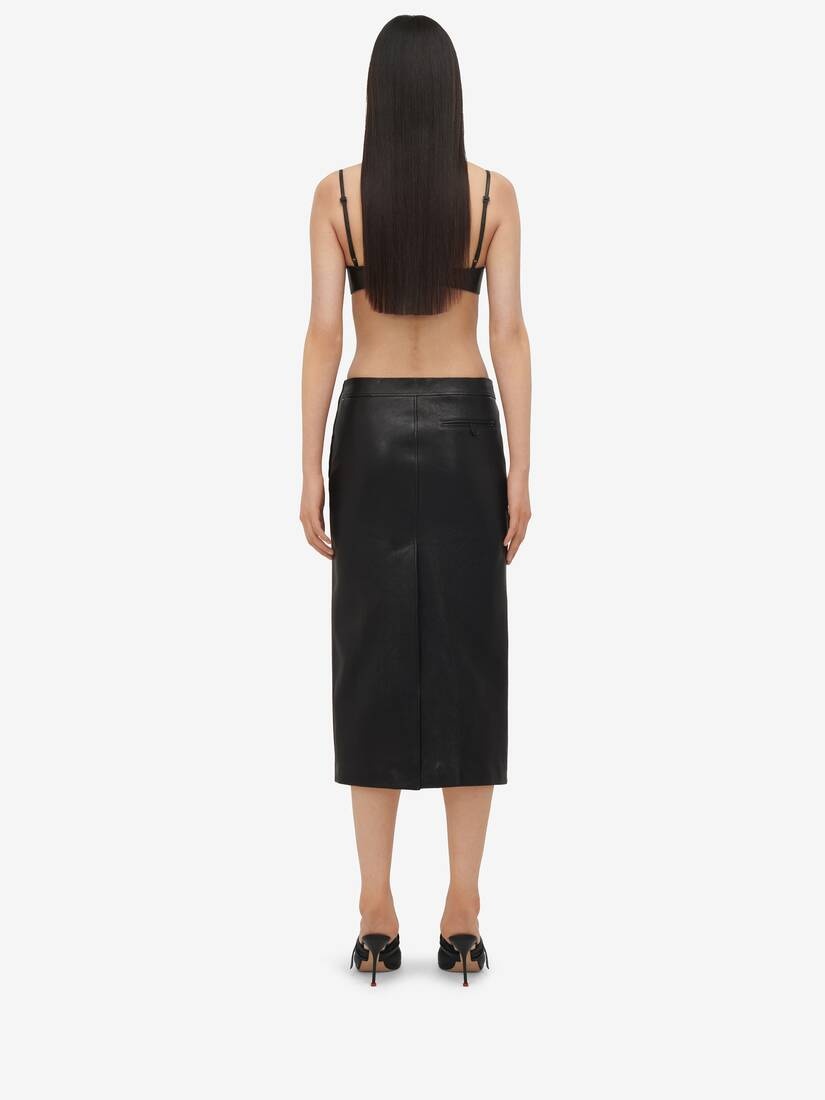 Women's Leather Bra in Black - 5