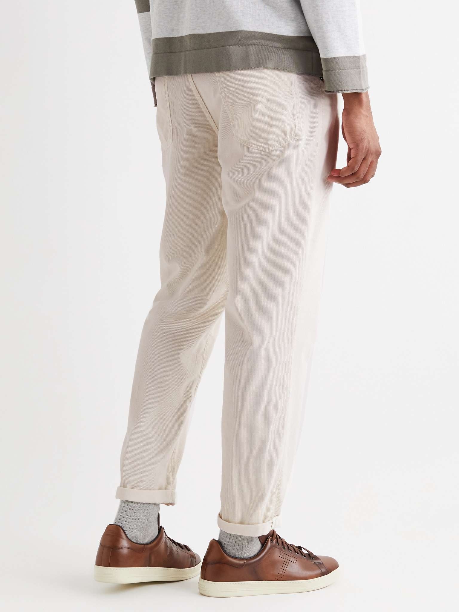 Slim-Fit Tapered Cotton-Corduroy Trousers - 4