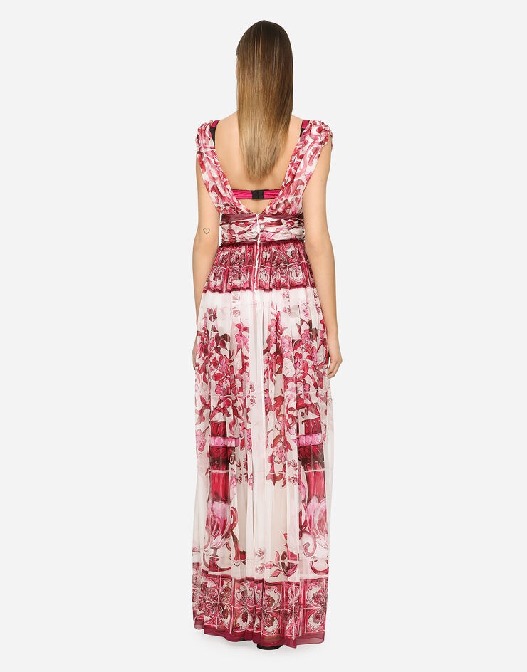 Long Majolica-print chiffon dress - 3