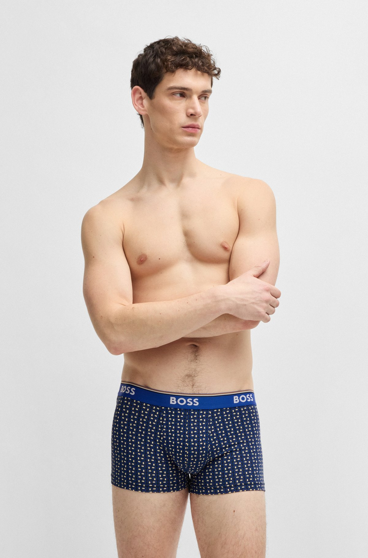 THREE-PACK OF STRETCH-COTTON TRUNKS WITH LOGO WAISTBAND - 2