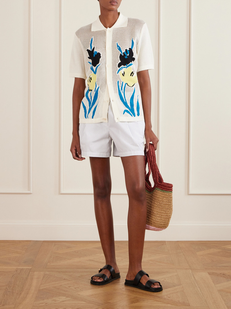 Marni Intarsia Open-knit Cotton Polo Shirt outlook