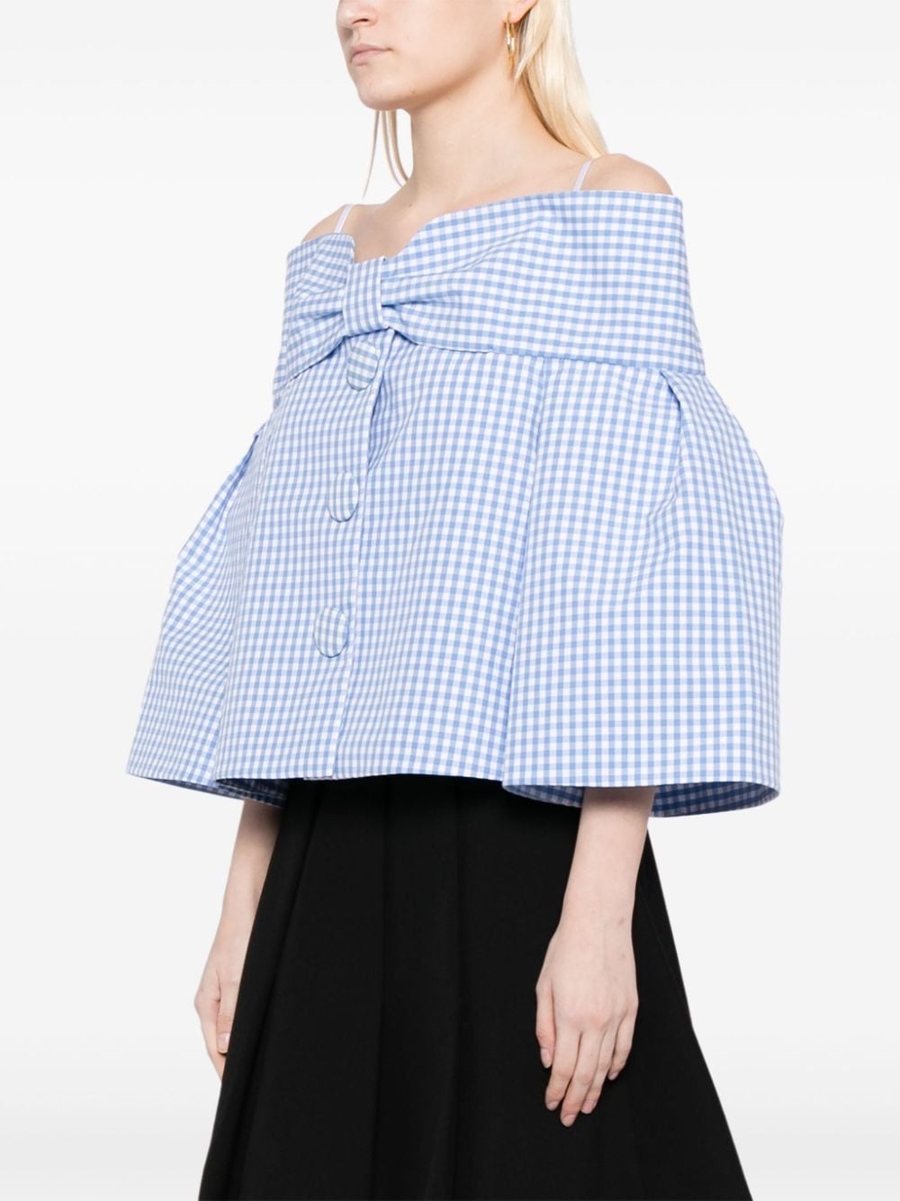 bow-detail gingham-check blouse - 3