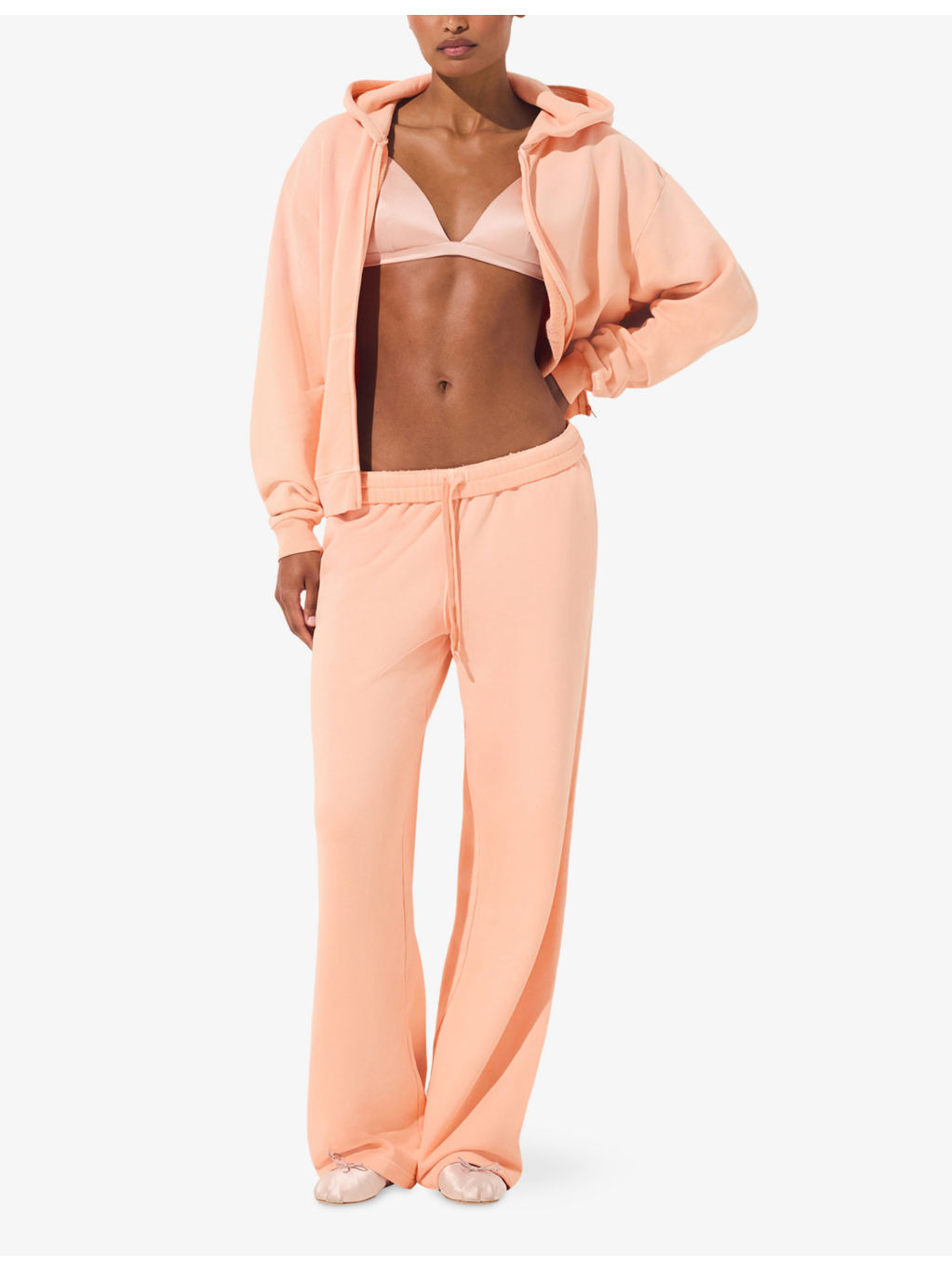 French Terry Straight-Leg Low-Rise Cotton Jogging Bottoms - 2