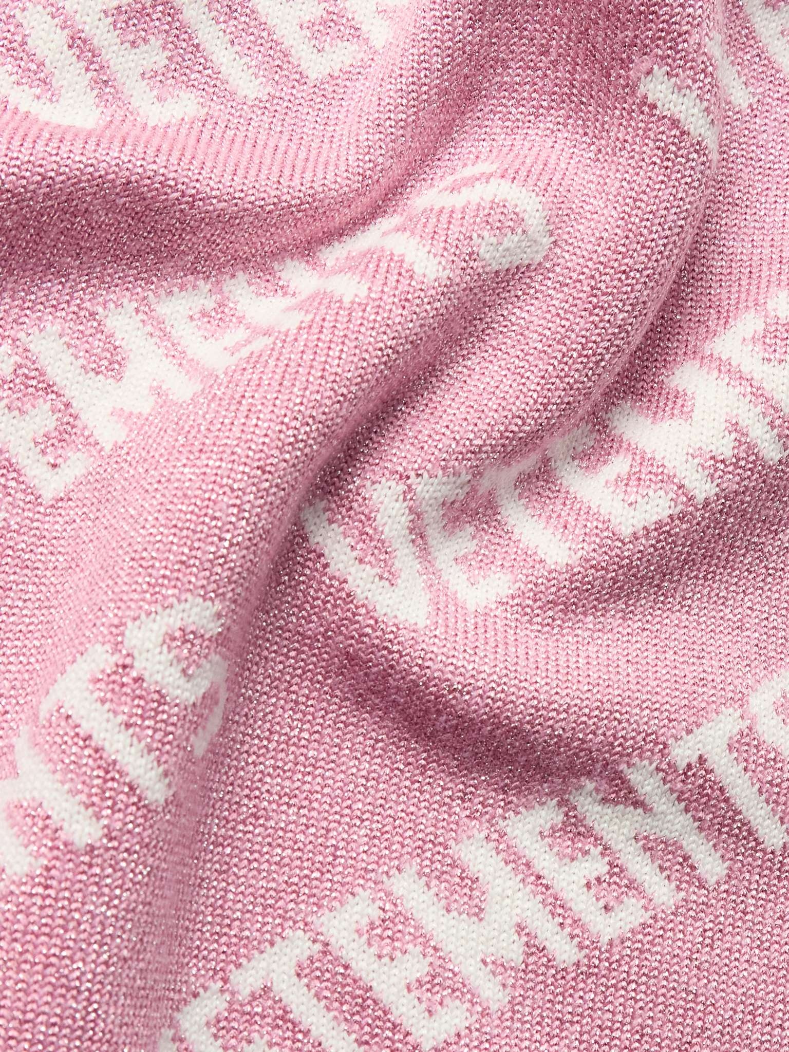 Oversized Logo-Intarsia Metallic Knitted Sweater - 4