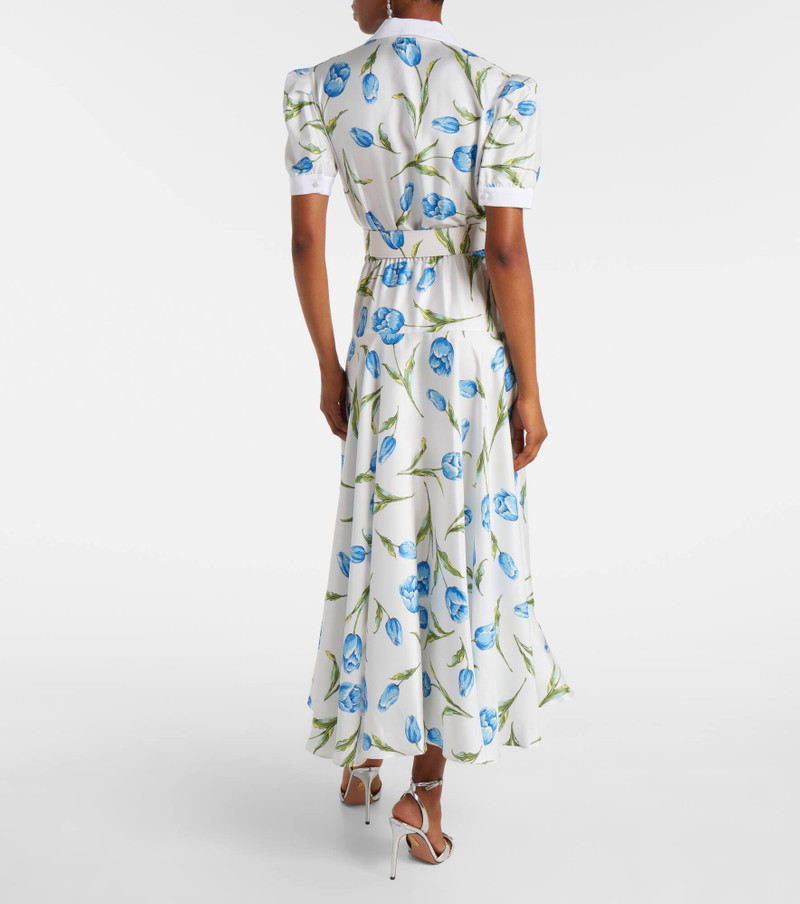Belted floral silk twill midi dress 3