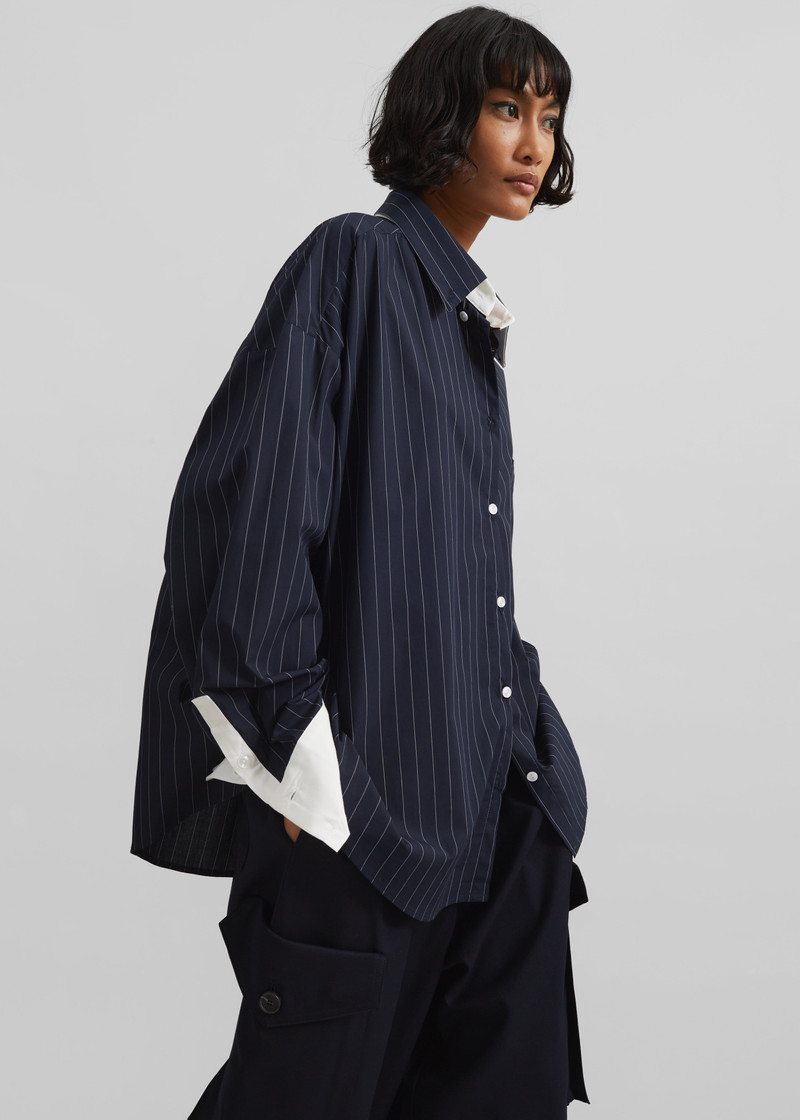 Lorna Shirt - Navy/White Pinstripe 7