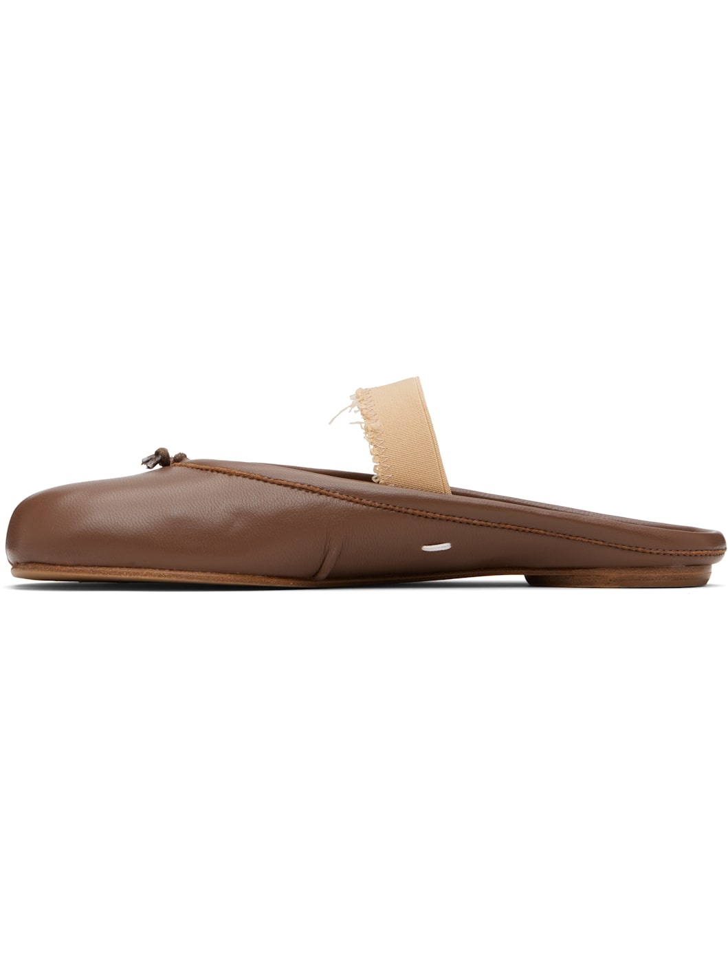 Beige Tabi Elastic Band Mule Flats - 3