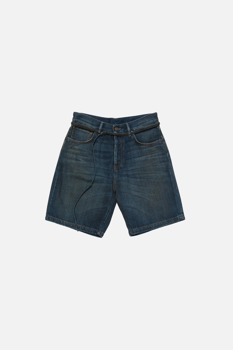 Denim shorts with belt - Loose fit - Dark Blue 1