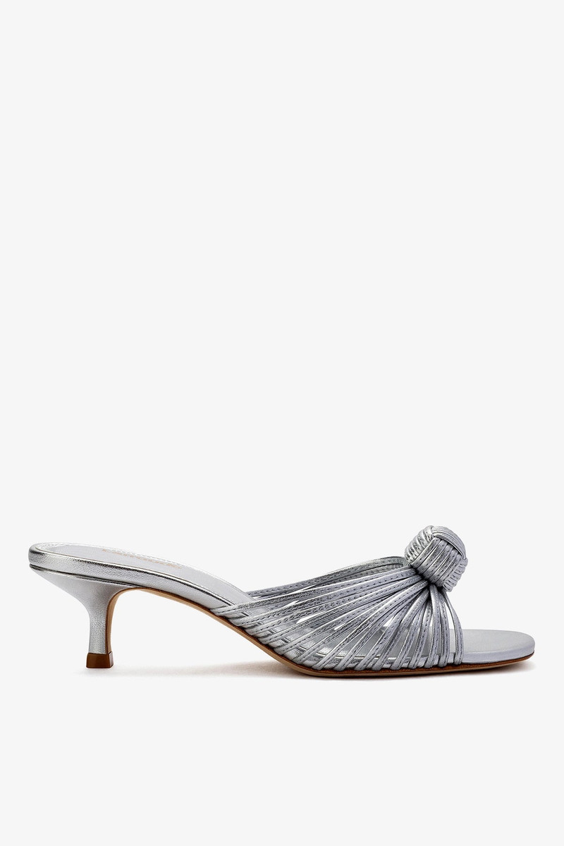 Valerie Mule In Silver Metallic Leather 1
