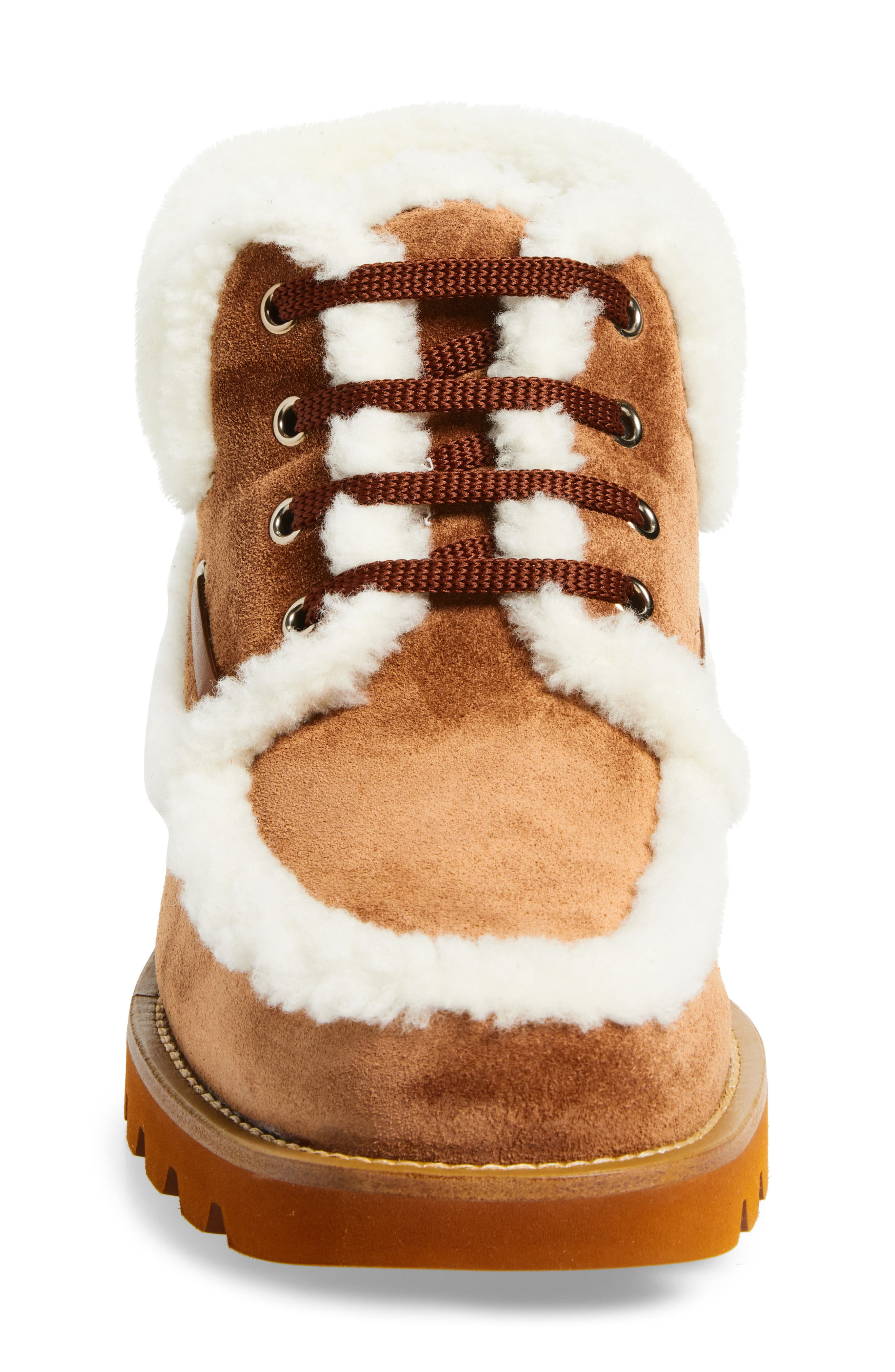 Valentino Garavani Palm Avenue Genuine Shearling Desert Boot in Camel/Natural at Nordstrom - 4