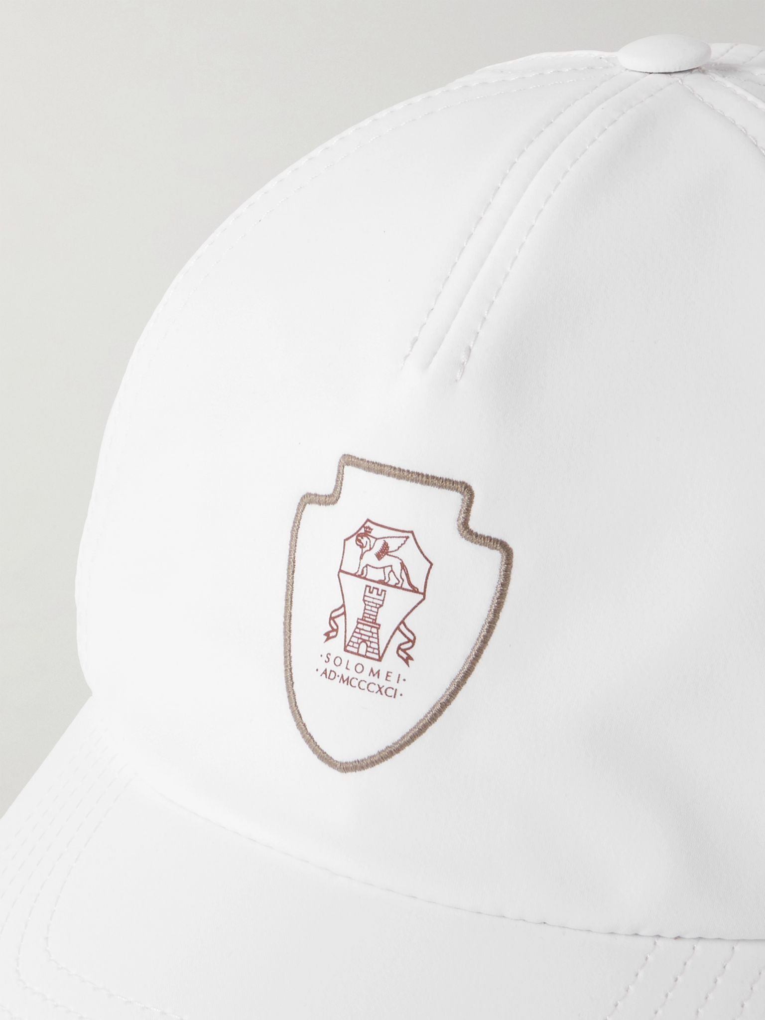Logo-Print Embroidered Shell Baseball Cap White - 4
