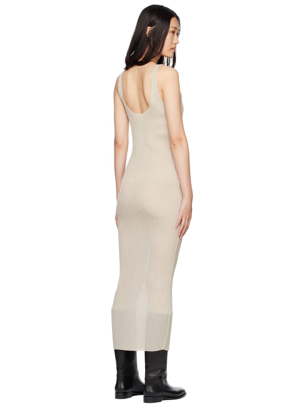 Taupe Plissé Tank Maxi Dress - 3