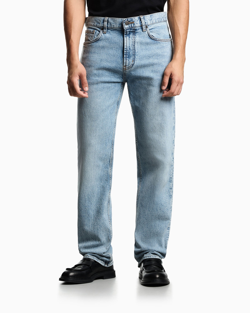 EMPORIO ARMANI J76 STRAIGHT-FIT JEANS IN A VINTAGE-EFFECT WASHED DENIM outlook