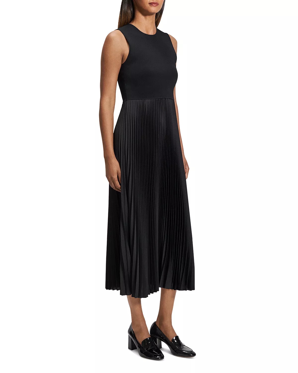 Satin Pleated Skirt Midi Dress - 3