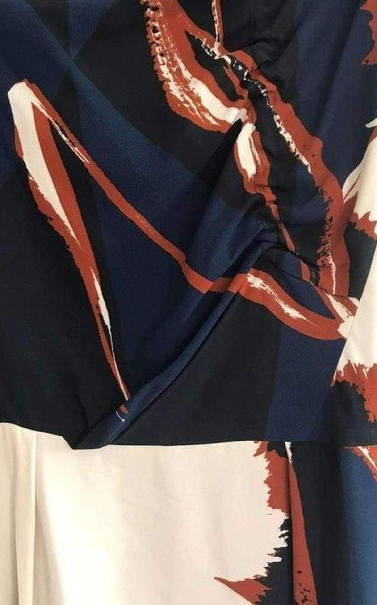 Navy Crepe Abstract print Dress - 4
