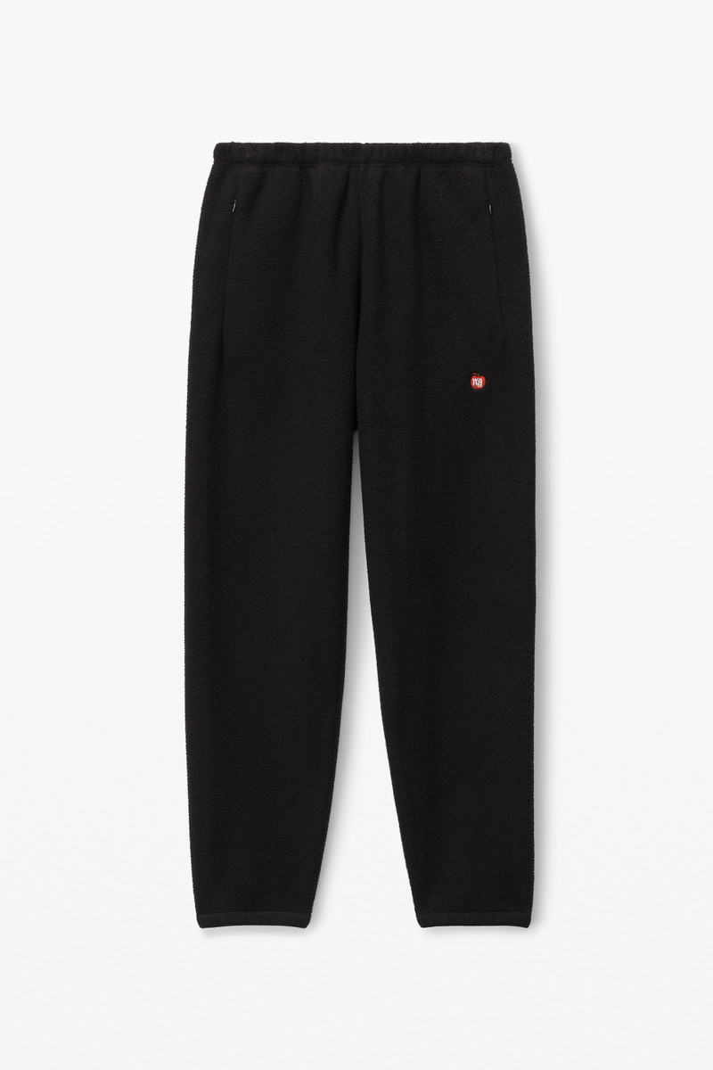 sweatpant in teddy fleece with red apple logo 1
