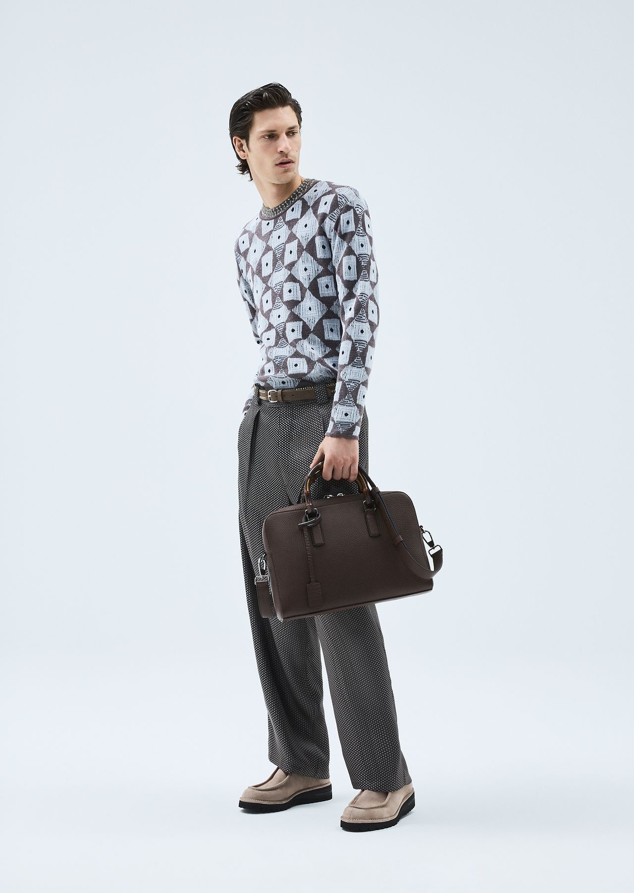 ASV viscose-blend jacquard single-pleat trousers - 6