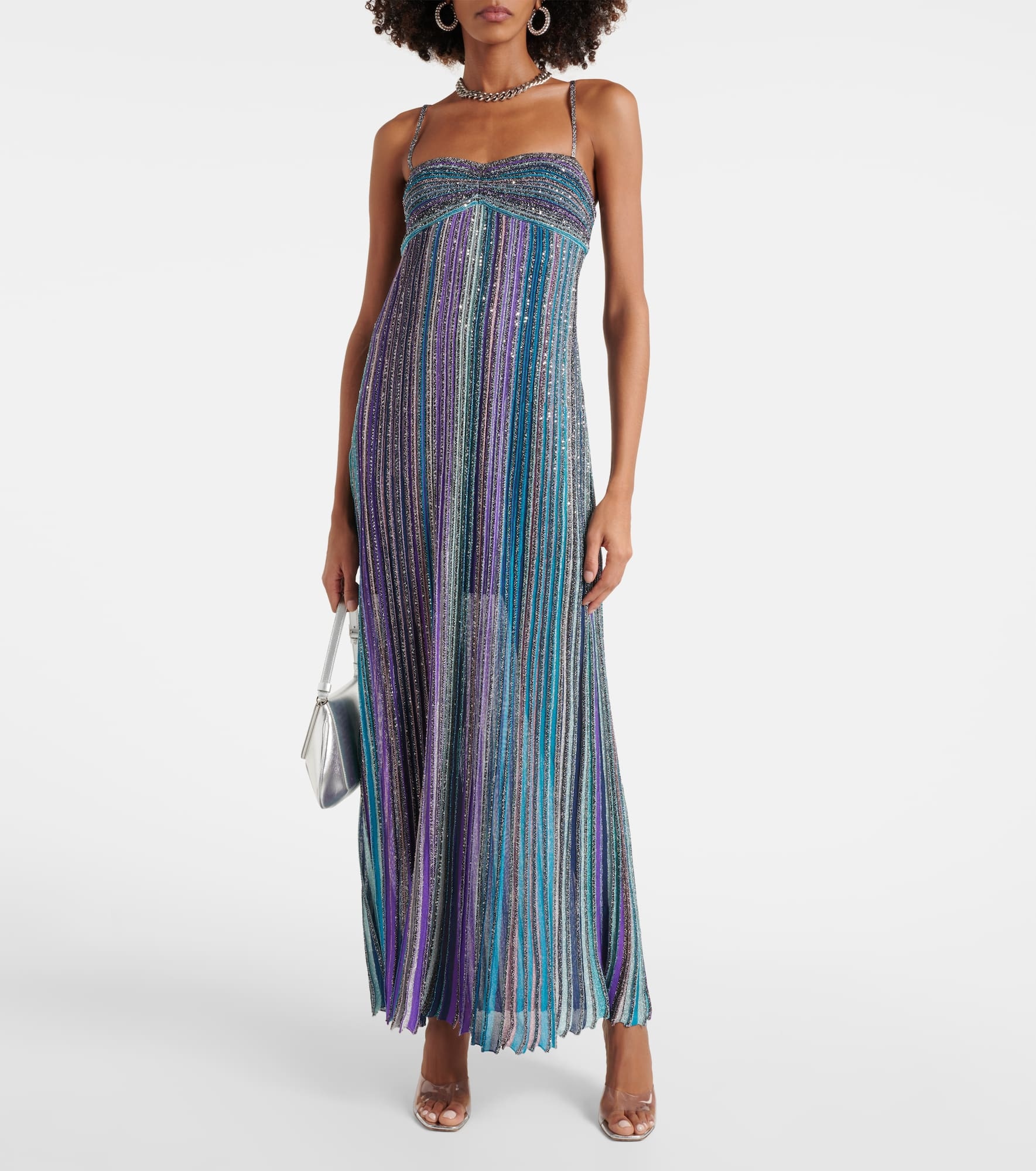 Striped lamé maxi dress - 2