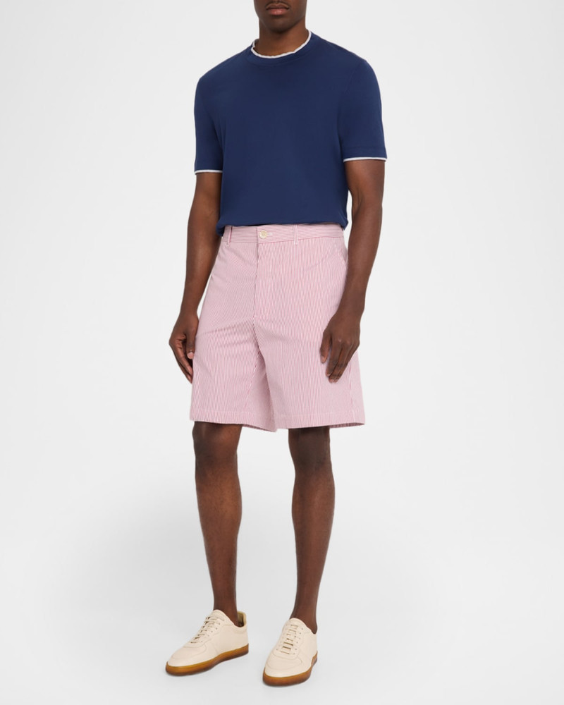 Brunello Cucinelli Men's Micro Stripe Bermuda Shorts outlook