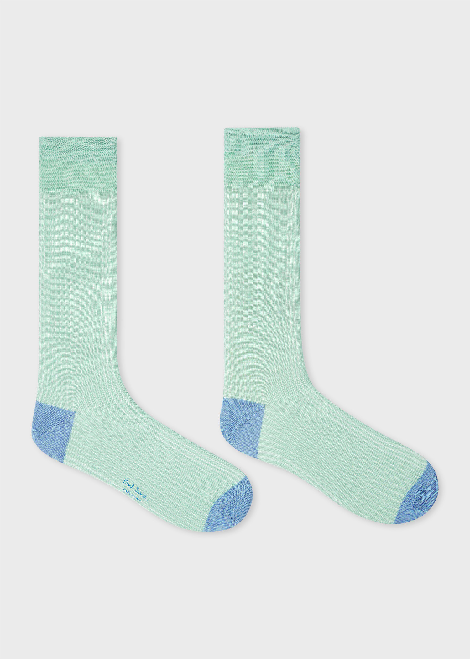 Mint Green Ribbed Cotton-Blend Socks 3