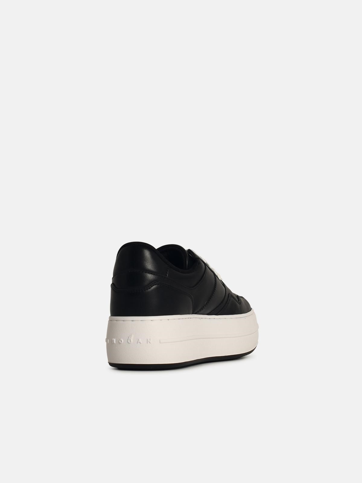'H670' BLACK LEATHER SNEAKERS - 3