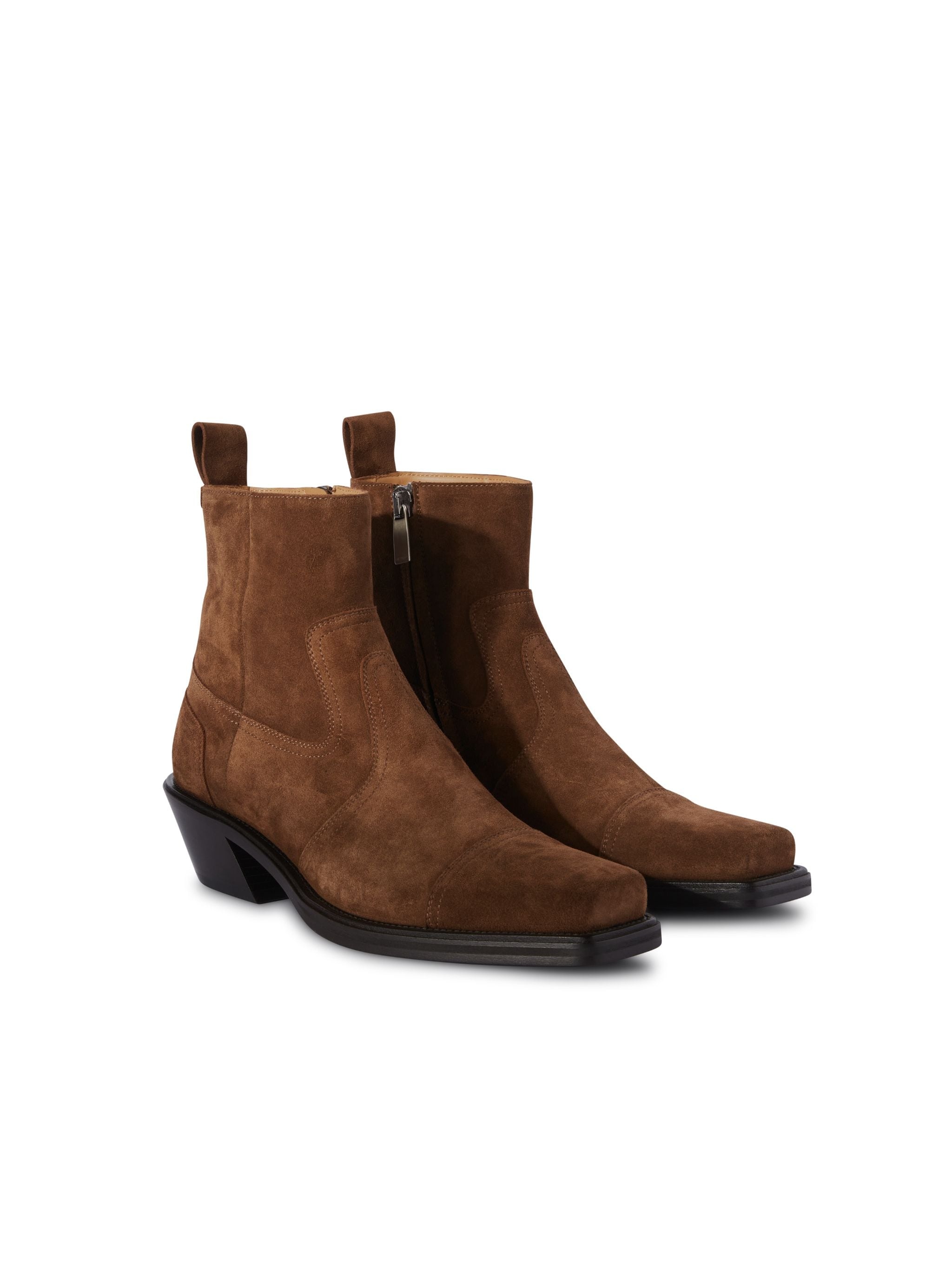 Cowboy Cropped Suede Anklboot - 2