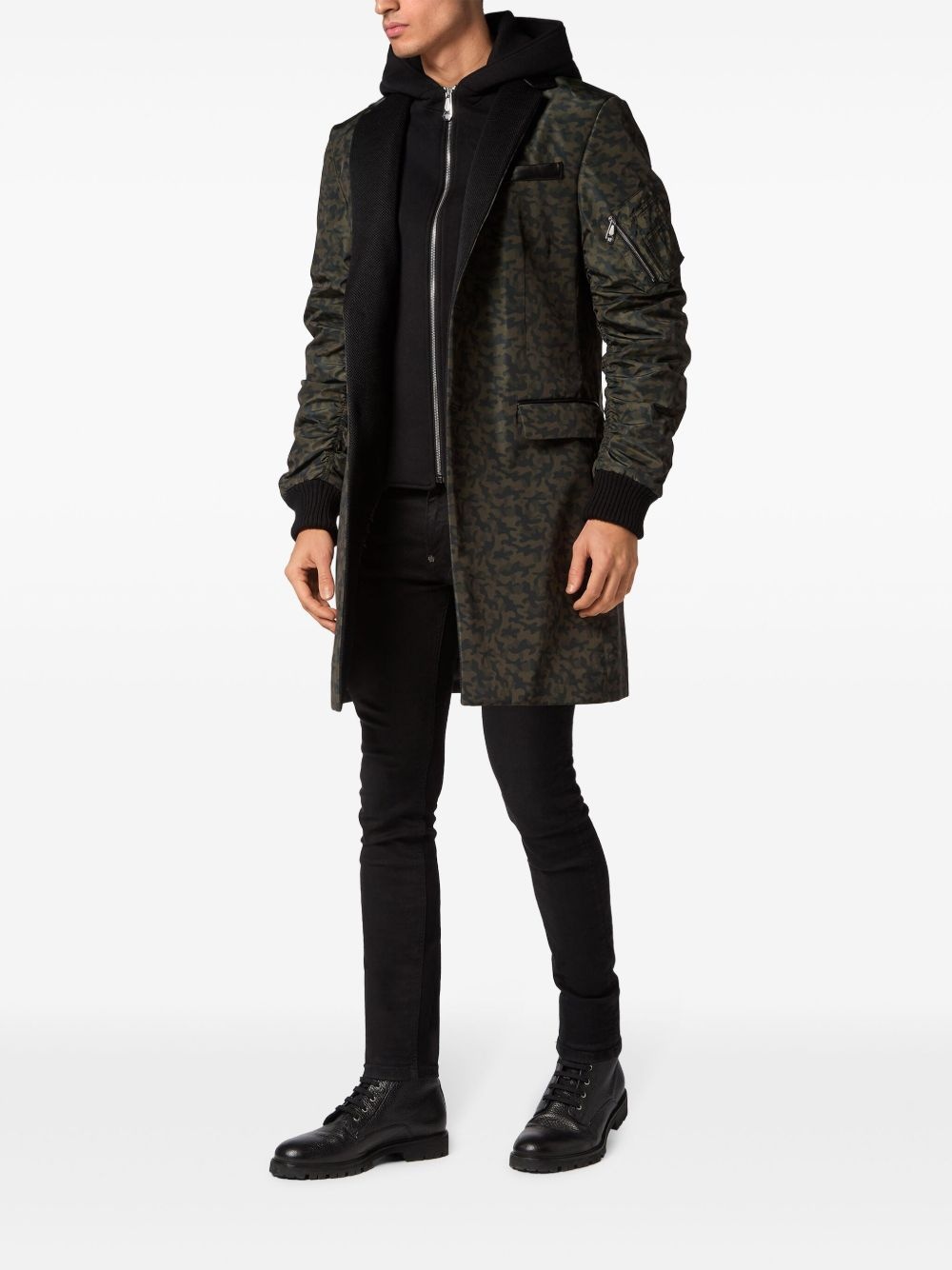 layered camouflage-pattern coat - 2