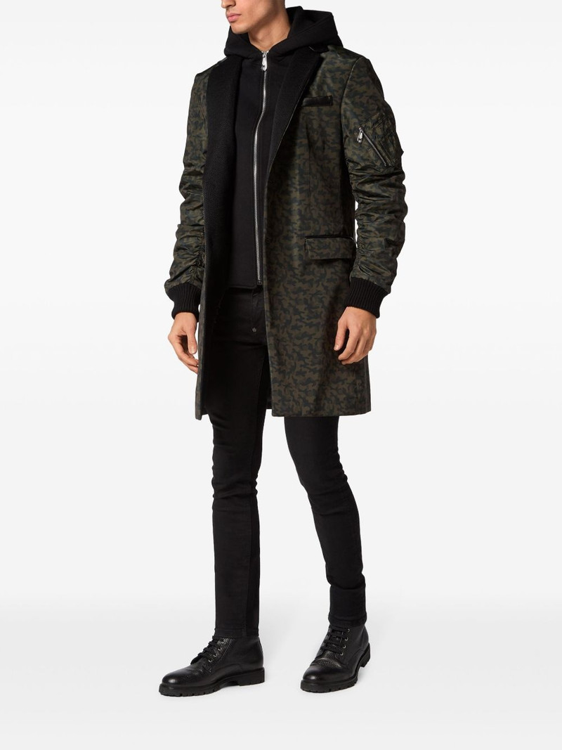 PHILIPP PLEIN layered camouflage-pattern coat outlook