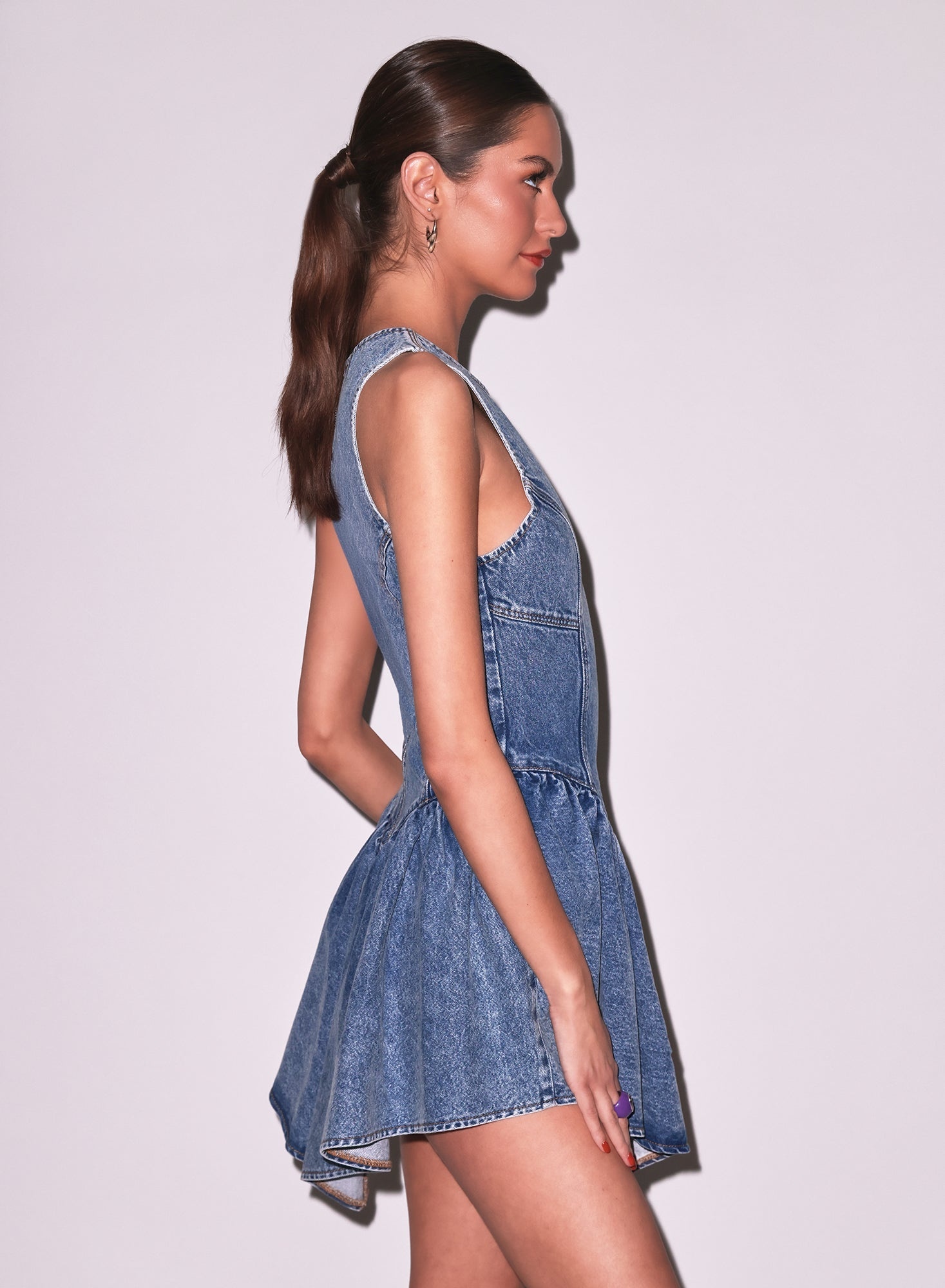 Denim Flare Mini Dress - 6