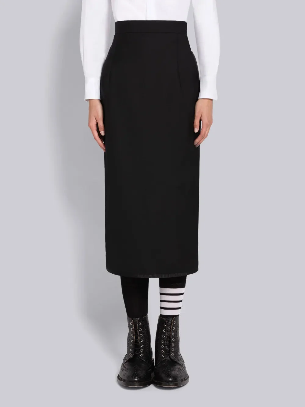 TWILL TIPPING HOLIDAY HIGH WAISTED MIDI PENCIL SKIRT - 1