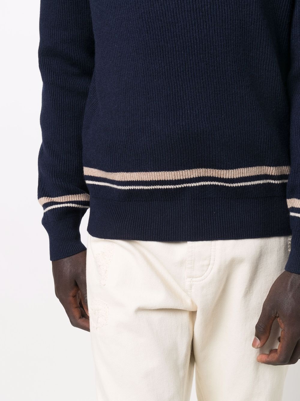 stripe-detail round neck jumper - 5