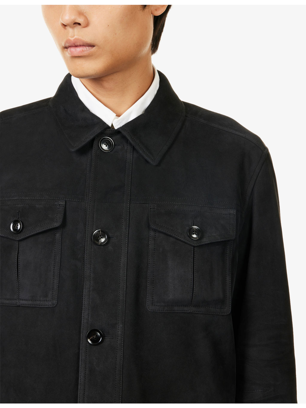 Light Pocket Long-Sleeve Suede Jacket - 5