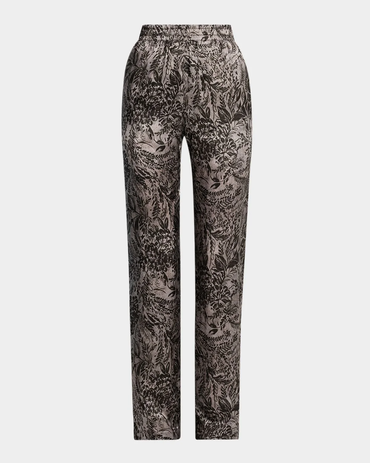 Golden Floral Viscose Twill Pants - 1