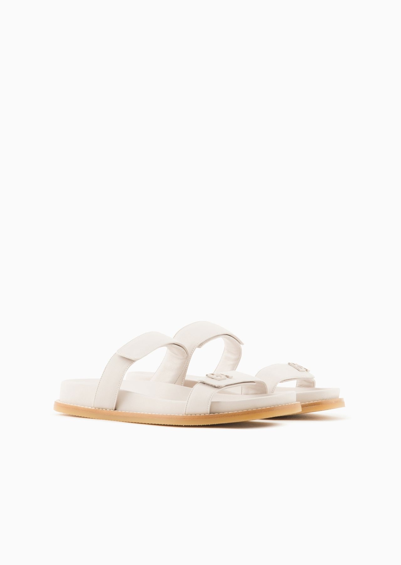 Double-band sandals in nappa leather with EA logo - 2