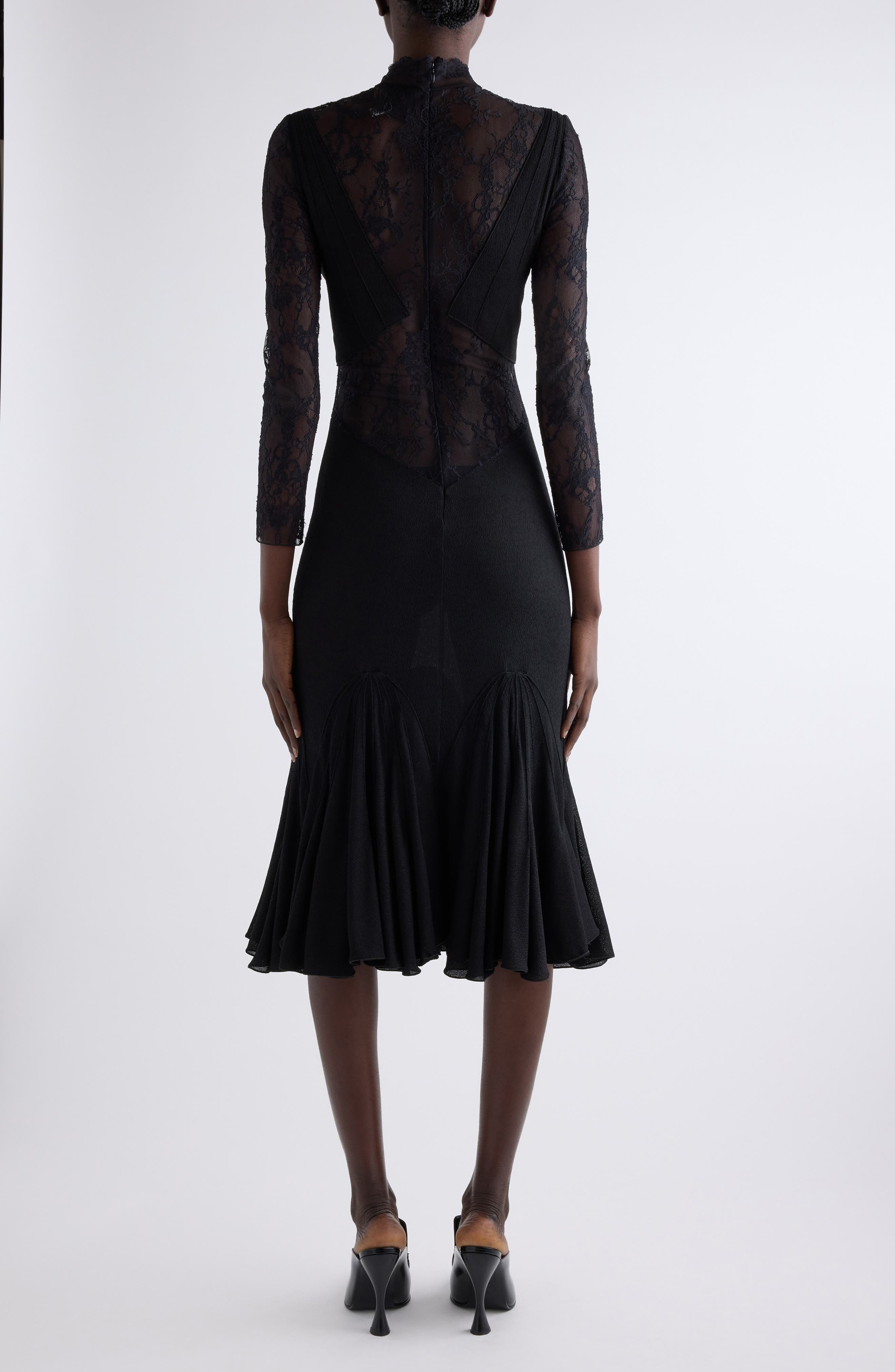 Givenchy Fan Seam Chandelier Lace & Jersey Dress in Black at Nordstrom - 2