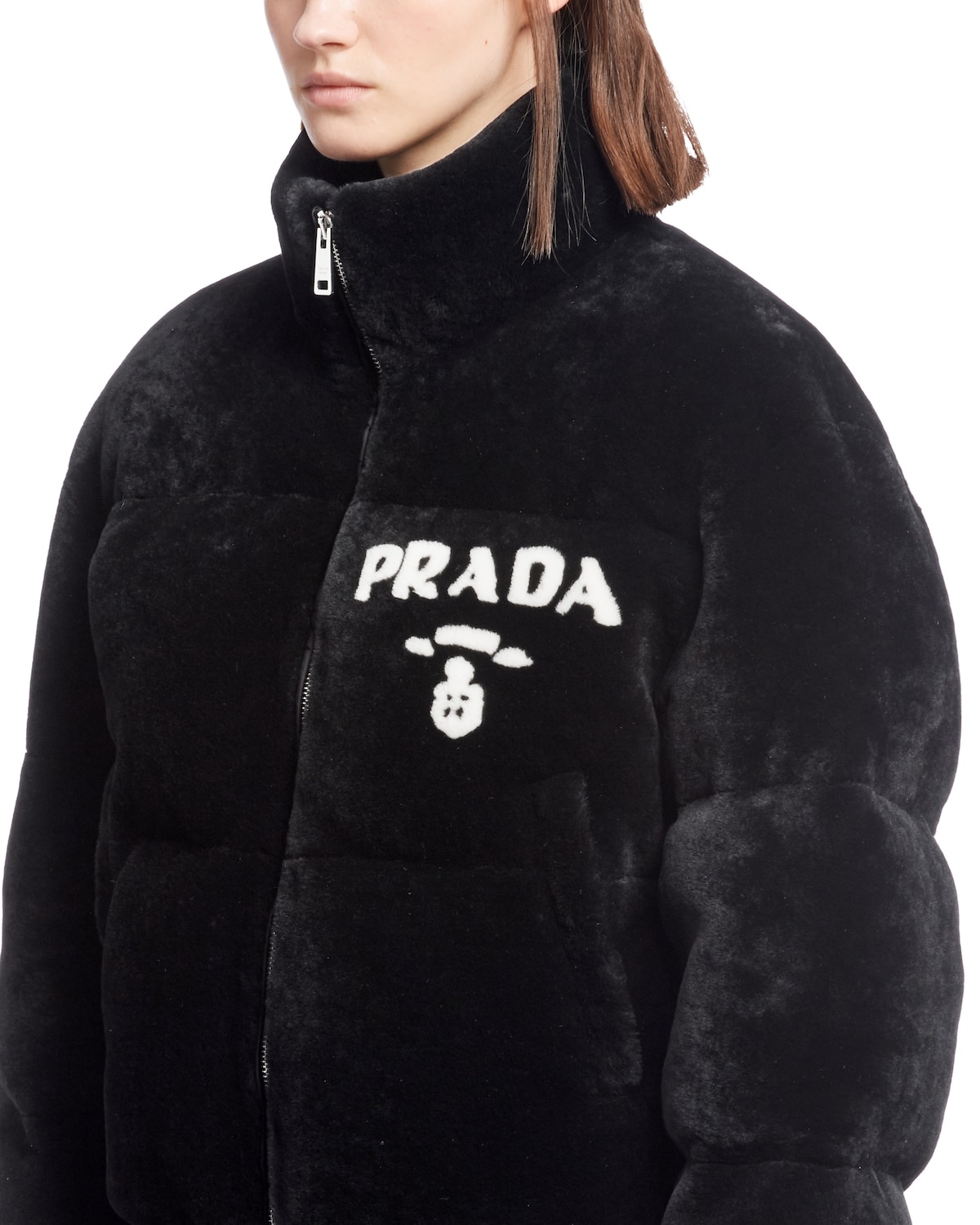 フリースジャケット PRADA SS24 Black shearling down jacket (58A0681H44 F0002) Prada Shearling jacket | REVERSIBLE