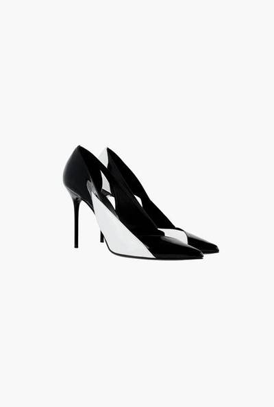 Balmain Black and white patent leather Sybil pumps outlook