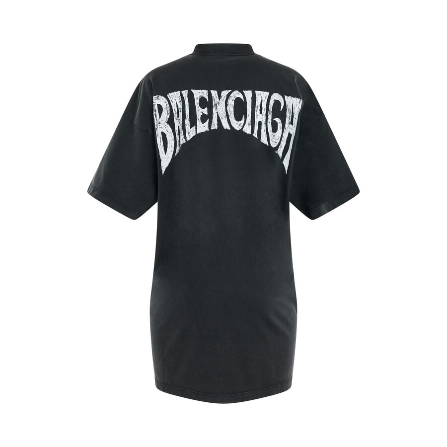 Balenciaga Ladies Logo-Print Cotton T-Shirt Dress - 6