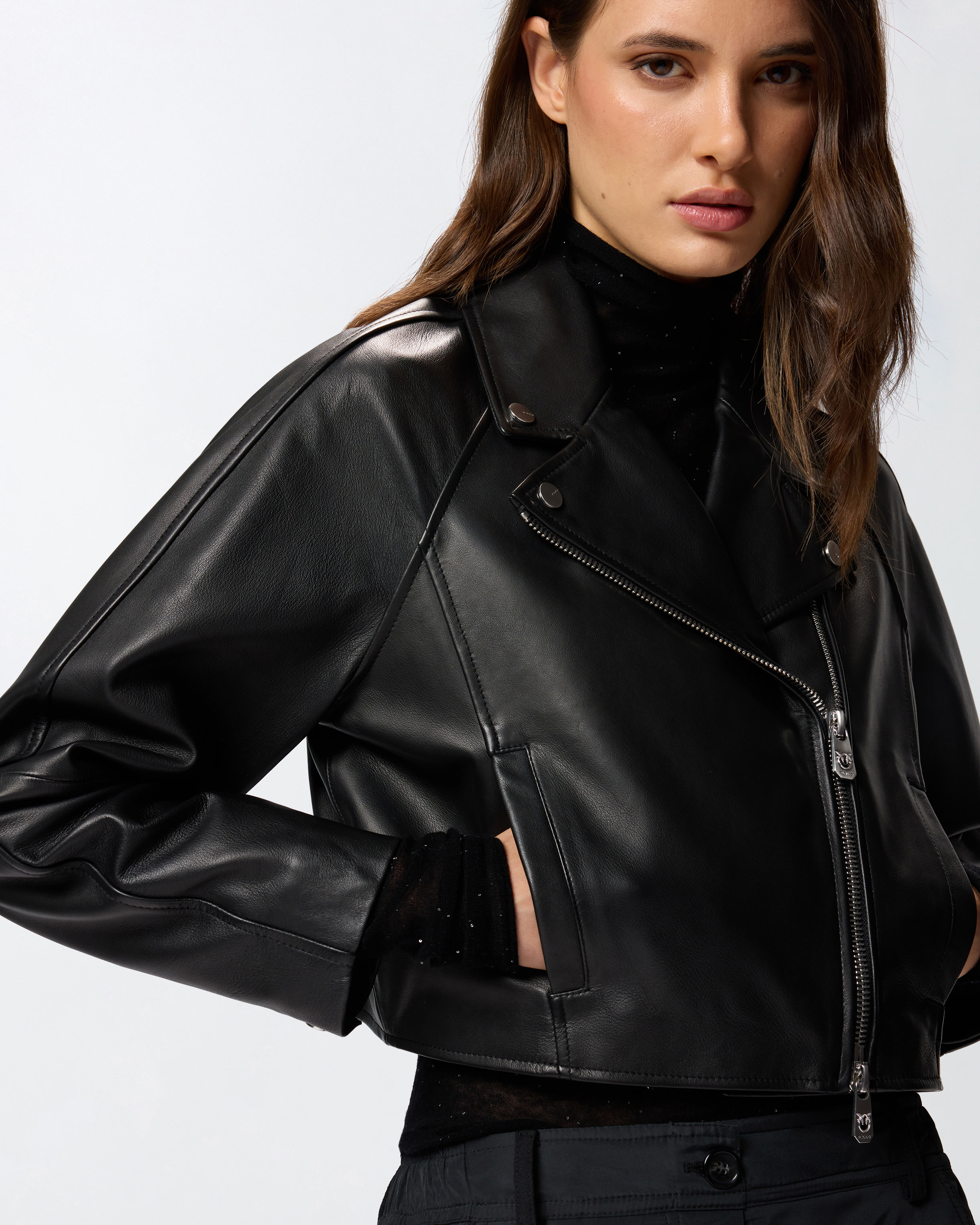 CROPPED NAPPA LEATHER BIKER JACKET - 5
