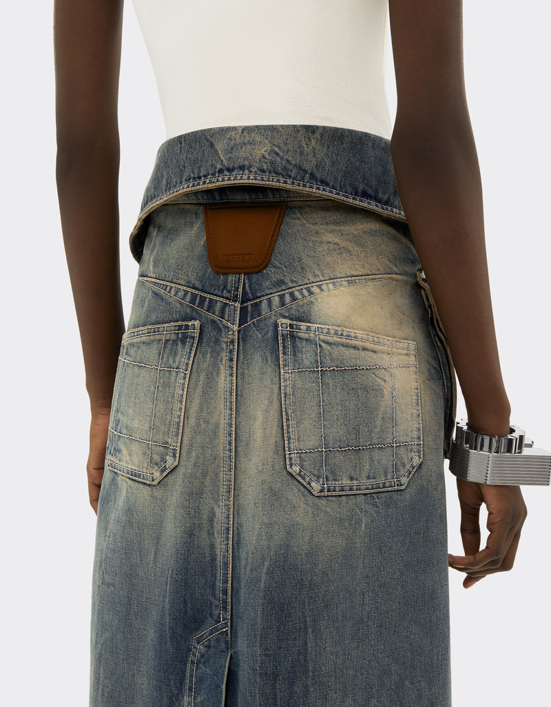 Acid-washed denim midi skirt 5