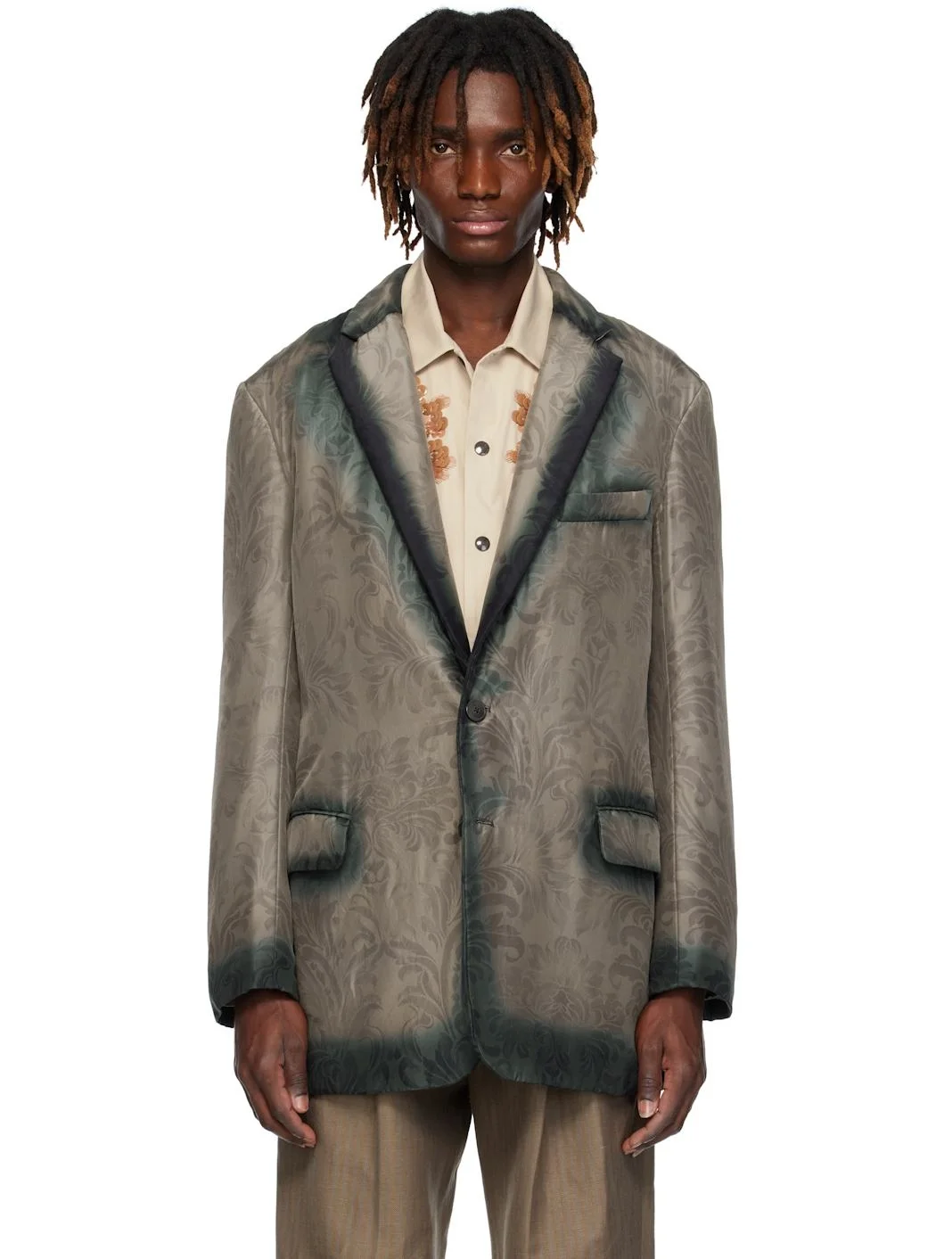 Taupe Sateen Blazer - 1