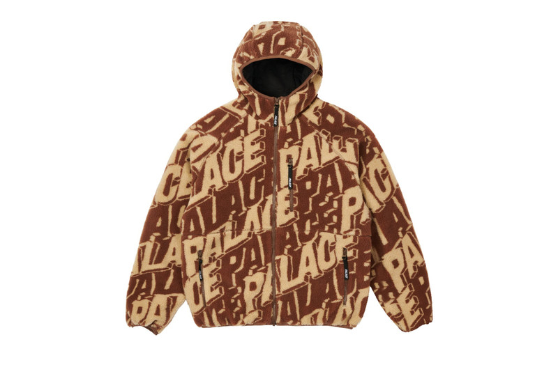 JACQUARD FLEECE HOODED JACKET TAN / BROWN - 1