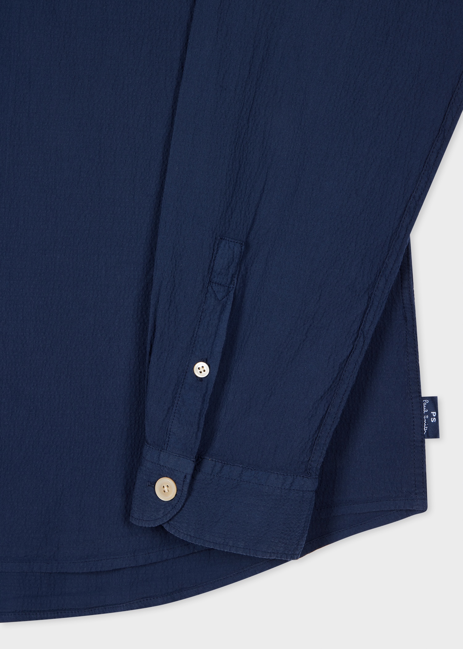 Navy Stretch-Cotton Seersucker Shirt - 2