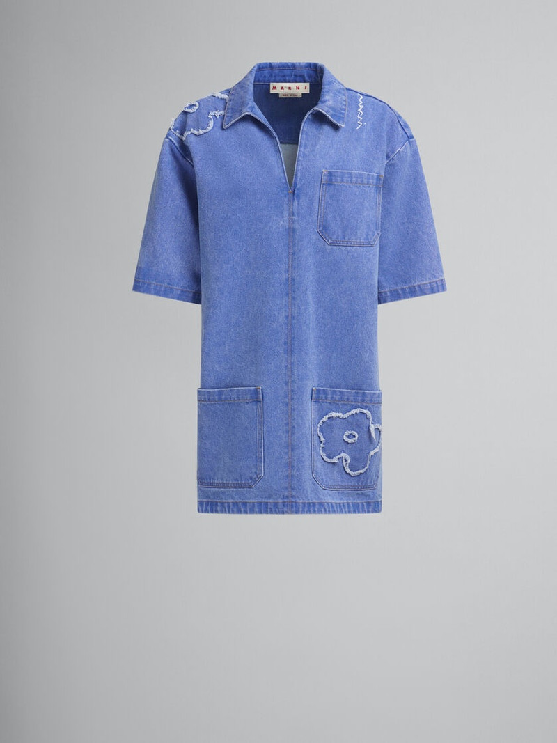 SHORT DENIM DRESS WITH PATCH DETAIL - 1
