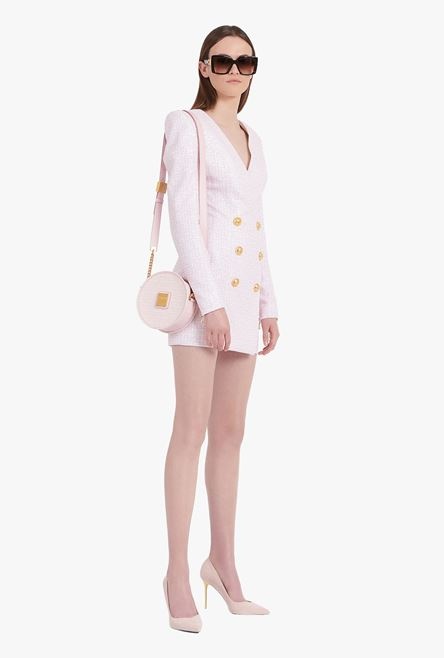 Pale pink and white sequined dress with Balmain monogram - 2